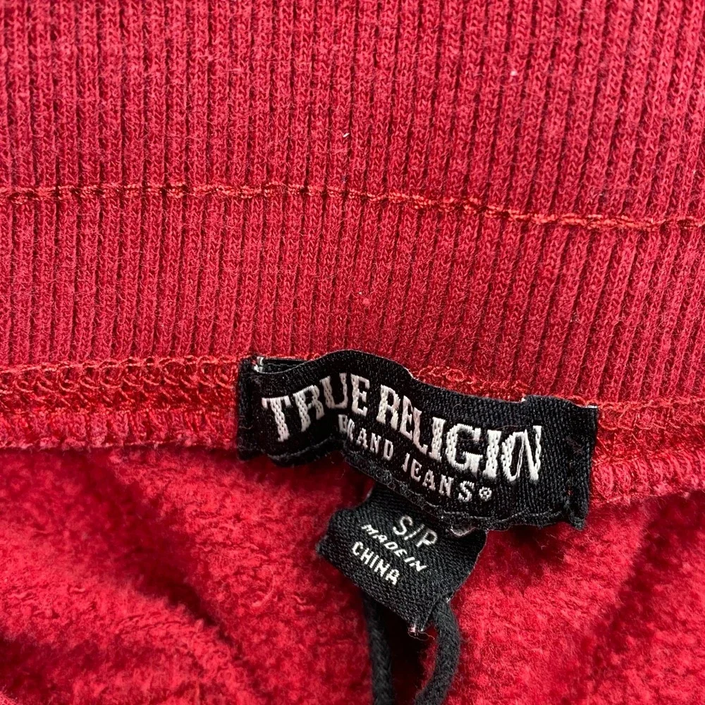 True Religion Mens Red Horseshoe Logo Fleece‎ Jogger Sweatpants Size S Small